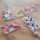 Farve Chain Case gel fleksible elastiske case cover med en kæde pendant til Samsung Galaxy S21 5G flerfarvet (3)