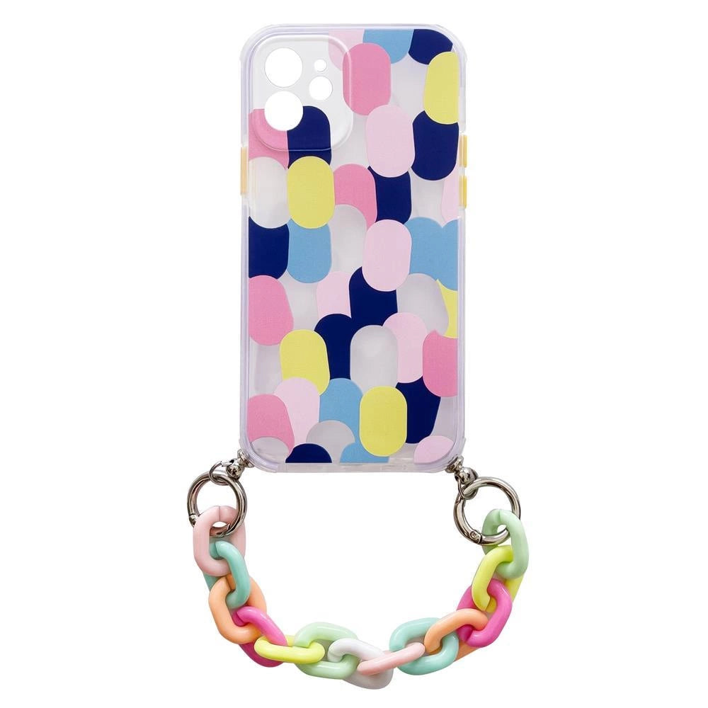 Color Chain Case gel fleksible elastisk case cover med en kæde hengivende til Xiaomi Redmi 10 flerfarvet (1)