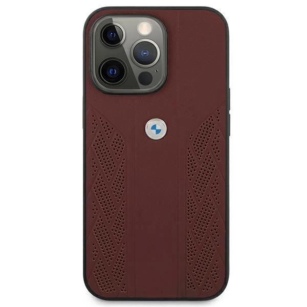 BMW Leather Curve Perforate Case for iPhone 13 Pro / iPhone 13 - Red