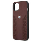 BMW Leather Curve Perforate Case for iPhone 13 mini - Red