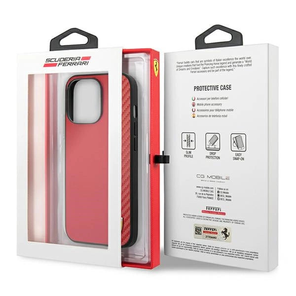 Ferrari FESAXHCP13XRE iPhone 13 Pro Max 6.7" red/red hardcase On Track Carbon Stripe