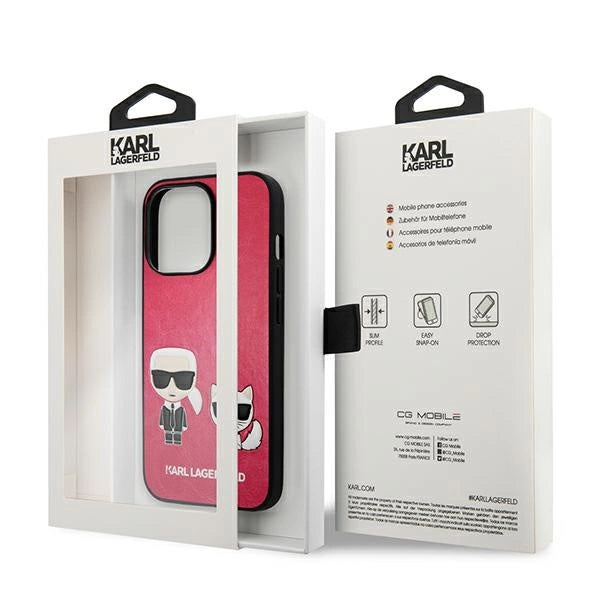 Karl Lagerfeld Ikonik Karl&Choupette Case for iPhone 13 Pro / iPhone 13 - Fuchsia