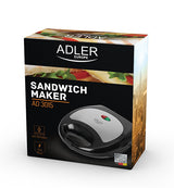 Adler AD 3015 sandwichtoaster 750 W Sort, Sølv