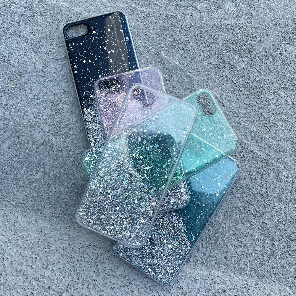 Star Glitter Shining Cover til iPhone 13 Pro sort