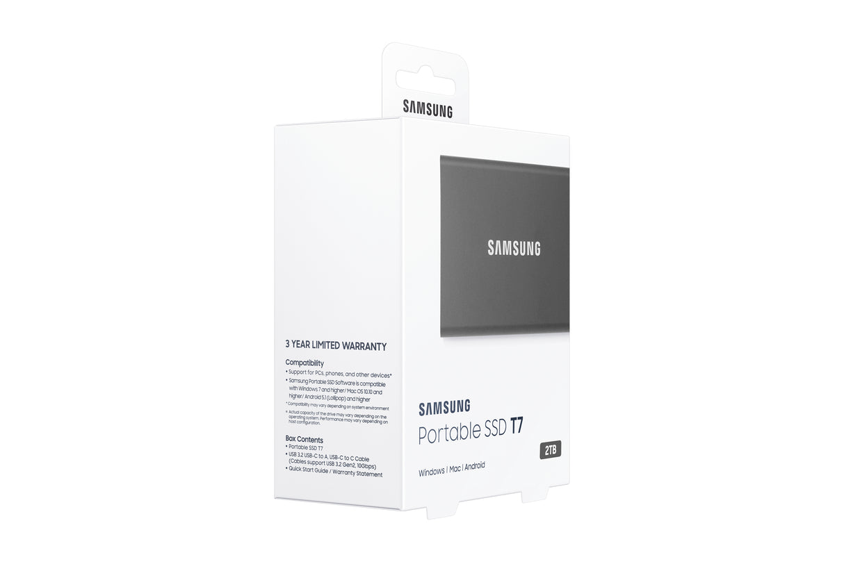 Samsung Portable SSD T7 2 TB USB Type-C 3.2 Gen 2 (3.1 Gen 2) Grå