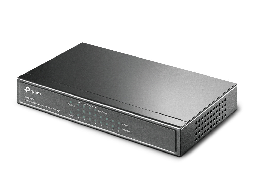 TP-Link TL-SG1008P netværksswitch Ikke administreret Gigabit Ethernet (10/100/1000) Strøm over Ethernet (PoE) Hasselnød