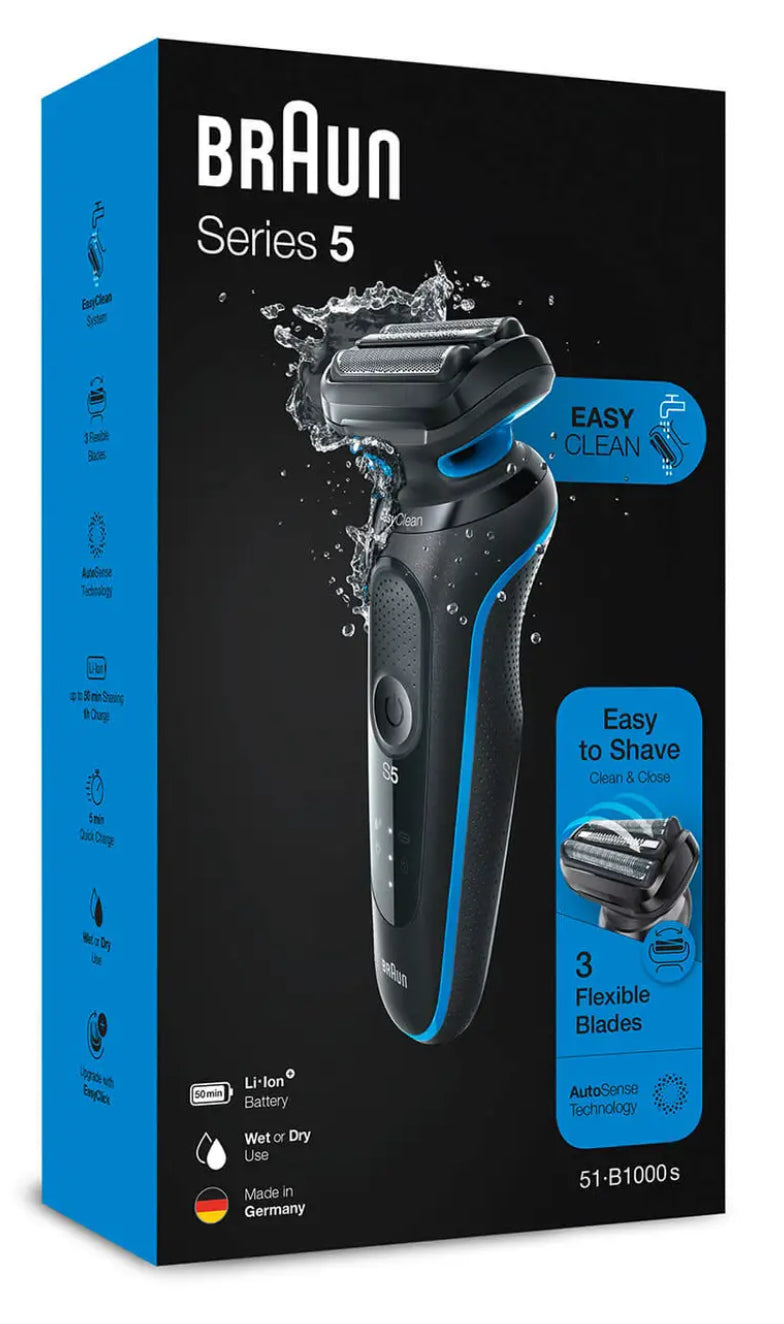 Braun 51-B1000s Folie shaver Sort, Blå