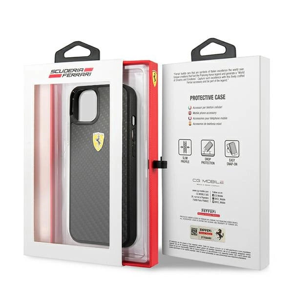 Ferrari FEHCP13SFCABK iPhone 13 mini 5.4" black/black hardcase On Track Real Carbon