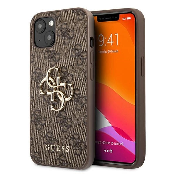 Guess 4G Big Metal Logo Case for iPhone 13 - Brown