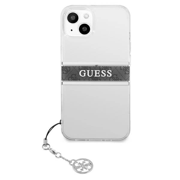 Guess GUHCP13SKB4GGR iPhone 13 mini 5.4" Transparent hardcase 4G Gray Strap Charm