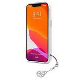 Guess GUHCP13SKB4GGR iPhone 13 mini 5.4" Transparent hardcase 4G Gray Strap Charm