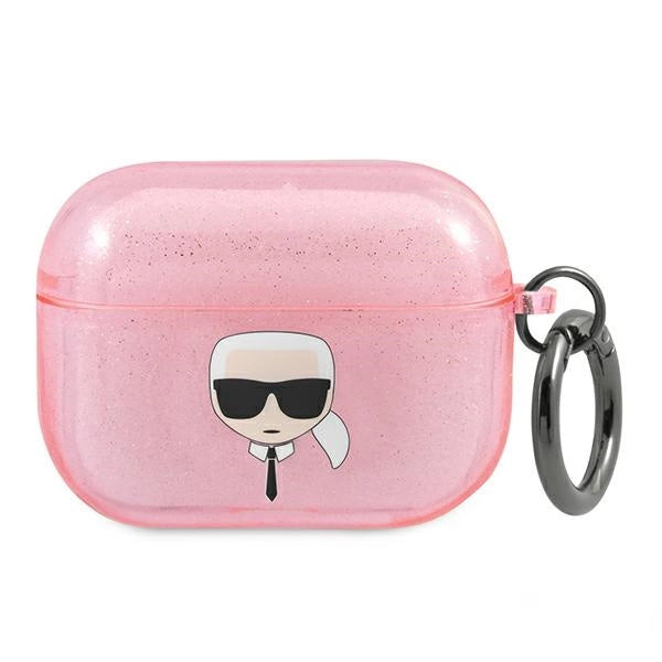 Karl Lagerfeld Glitter Karl's Head Case for AirPods Pro - Pink