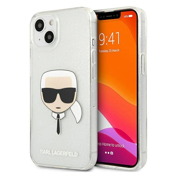Karl Lagerfeld Glitter Karl's Head case for iPhone 13 mini - silver