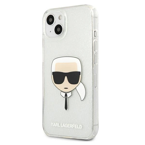 Karl Lagerfeld Glitter Karl's Head case for iPhone 13 mini - silver