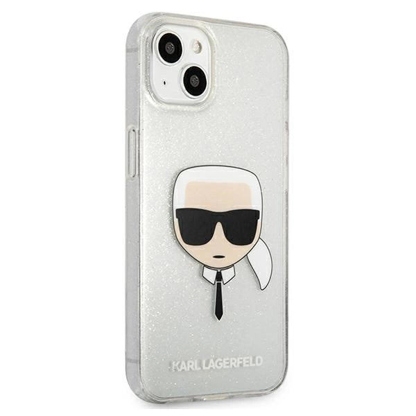 Karl Lagerfeld Glitter Karl's Head case for iPhone 13 mini - silver