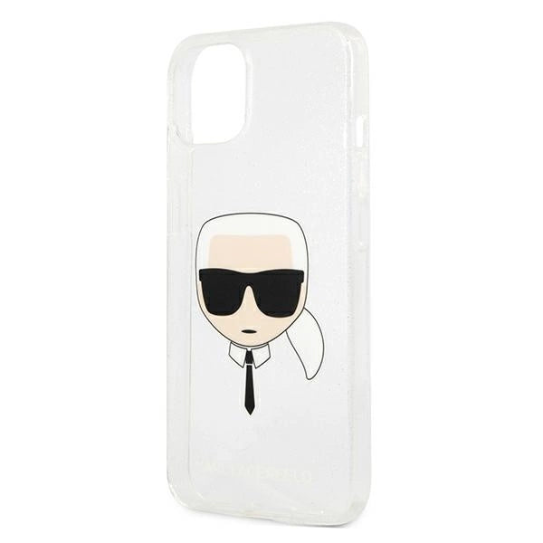 Karl Lagerfeld Glitter Karl's Head case for iPhone 13 mini - silver
