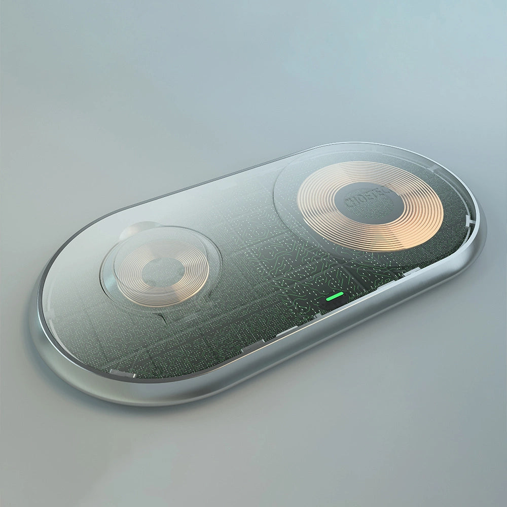 Choetech Qi 2in1 trådløs oplader til smartphones / Apple Watch med stand (MFI) USB Type C hvid (T317)