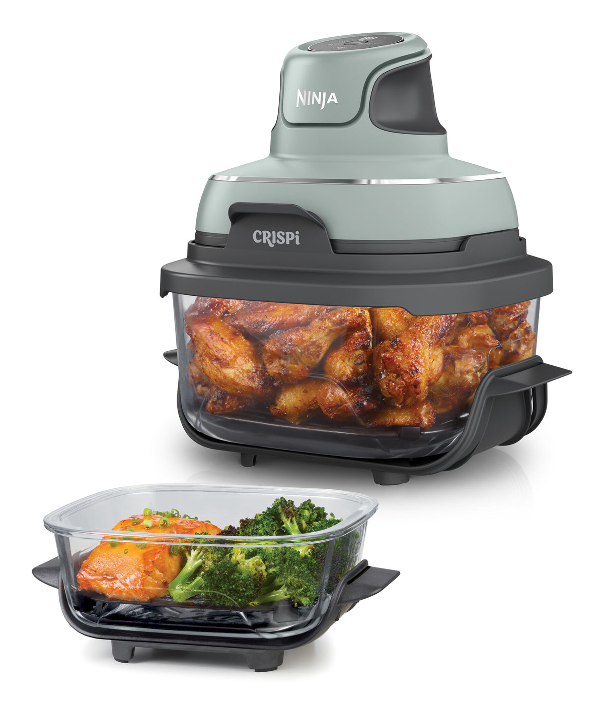 Ninja CRISPi Enkelt 4,5 L 1700 W Varmluftsteger Grøn, Grå, Transparent