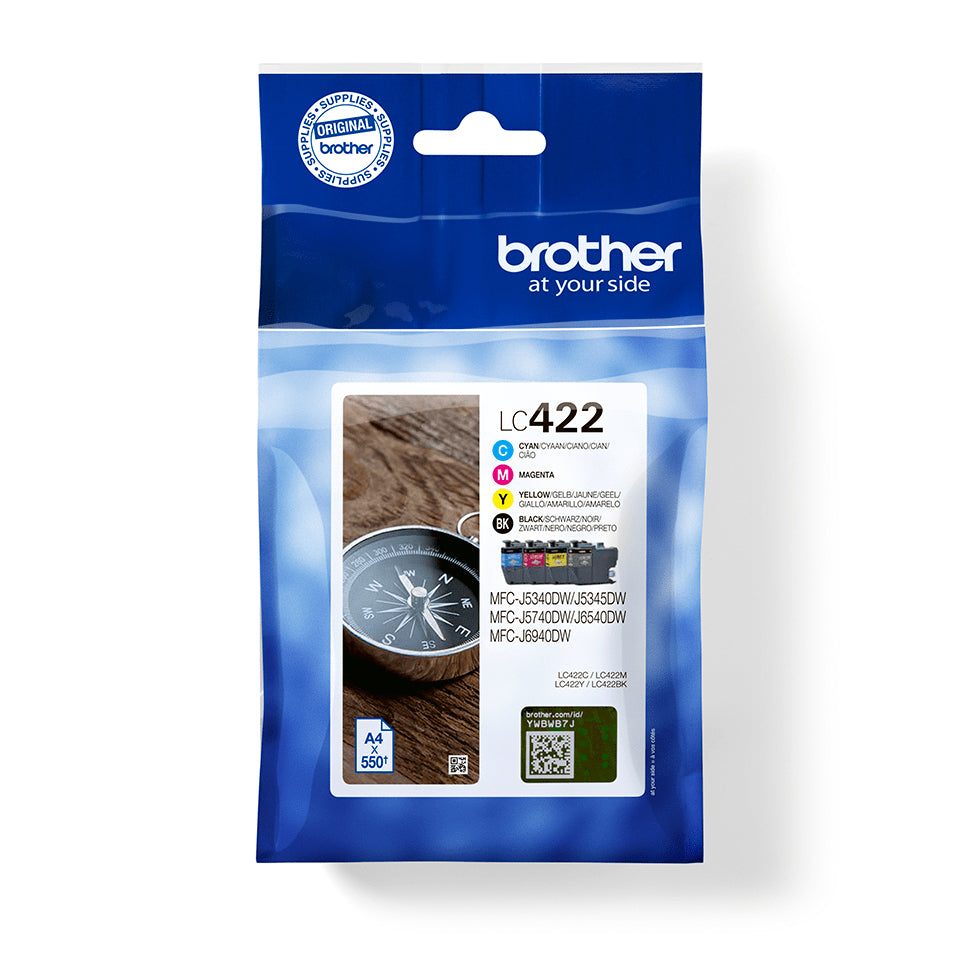 Brother LC 422 Value Pack Sort Gul Cyan Magenta 550 sider