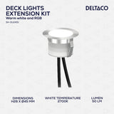 Deltaco Smart udvidelsessæt til terrasselys, varmt hvidt lys og RGB, sølv