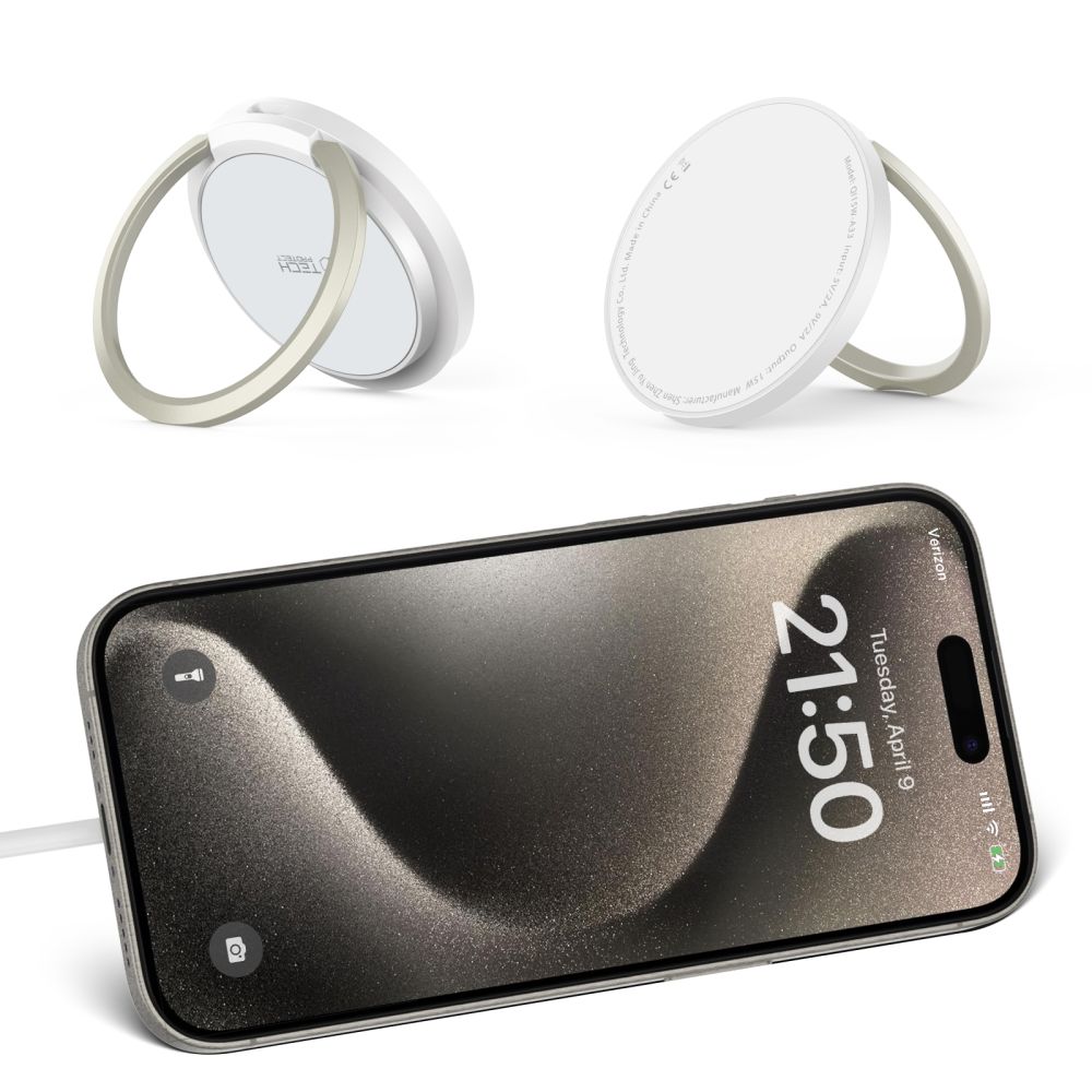 Tech Protect Qi15 W A33 Magnetisk Magsafe Trådløs Opladder Hvid