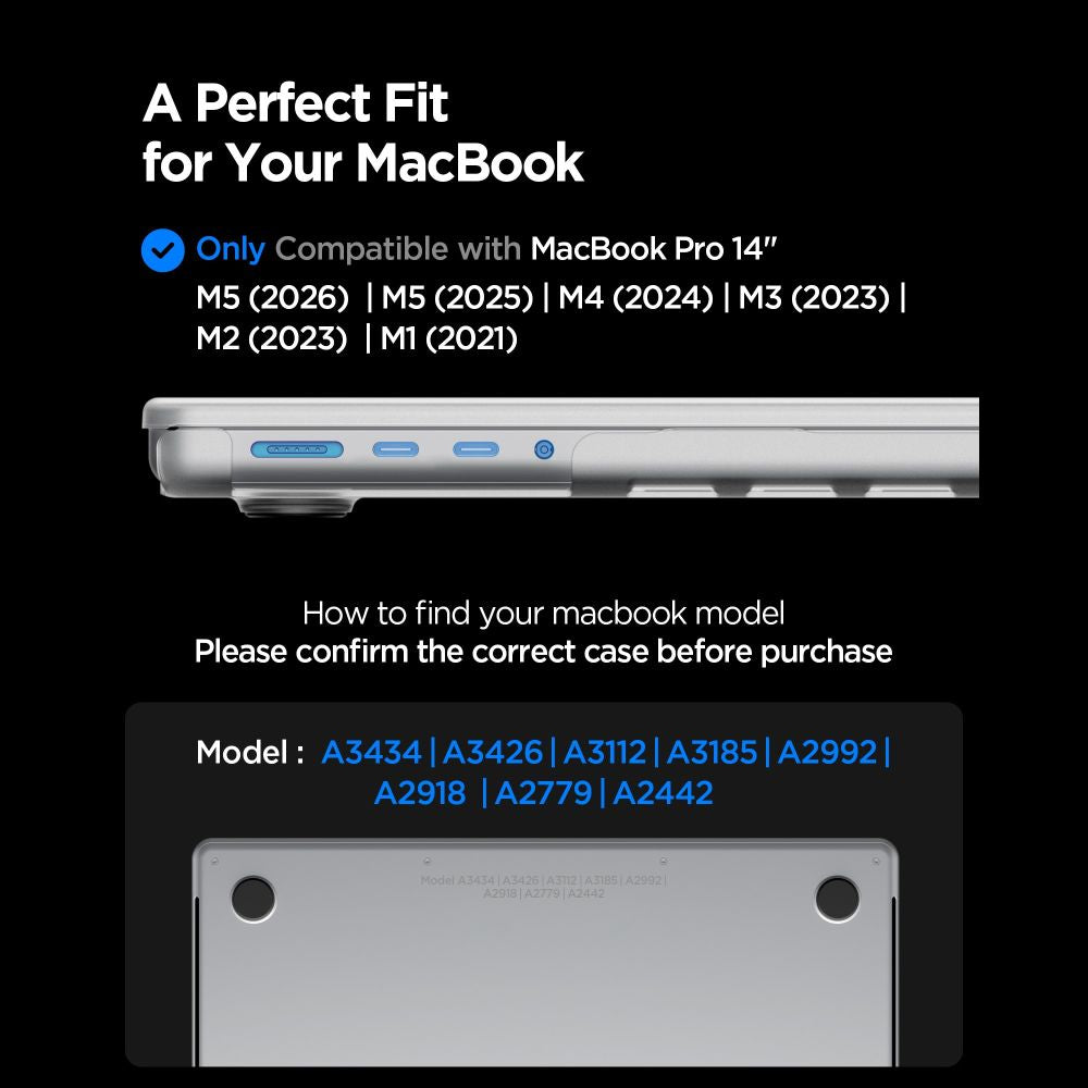 Spigen Airskin Macbook Pro 14 M1 M5 Pro / M5 Pro Max 2021 2026 Frost Clear