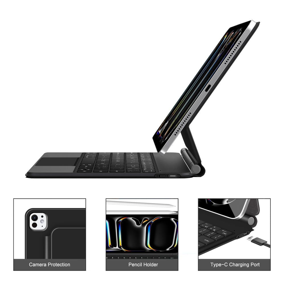 Tech Protect Smartcase Magnetisk + Tastatur Ipad Pro 11” 5/6 2024 2025 Sort