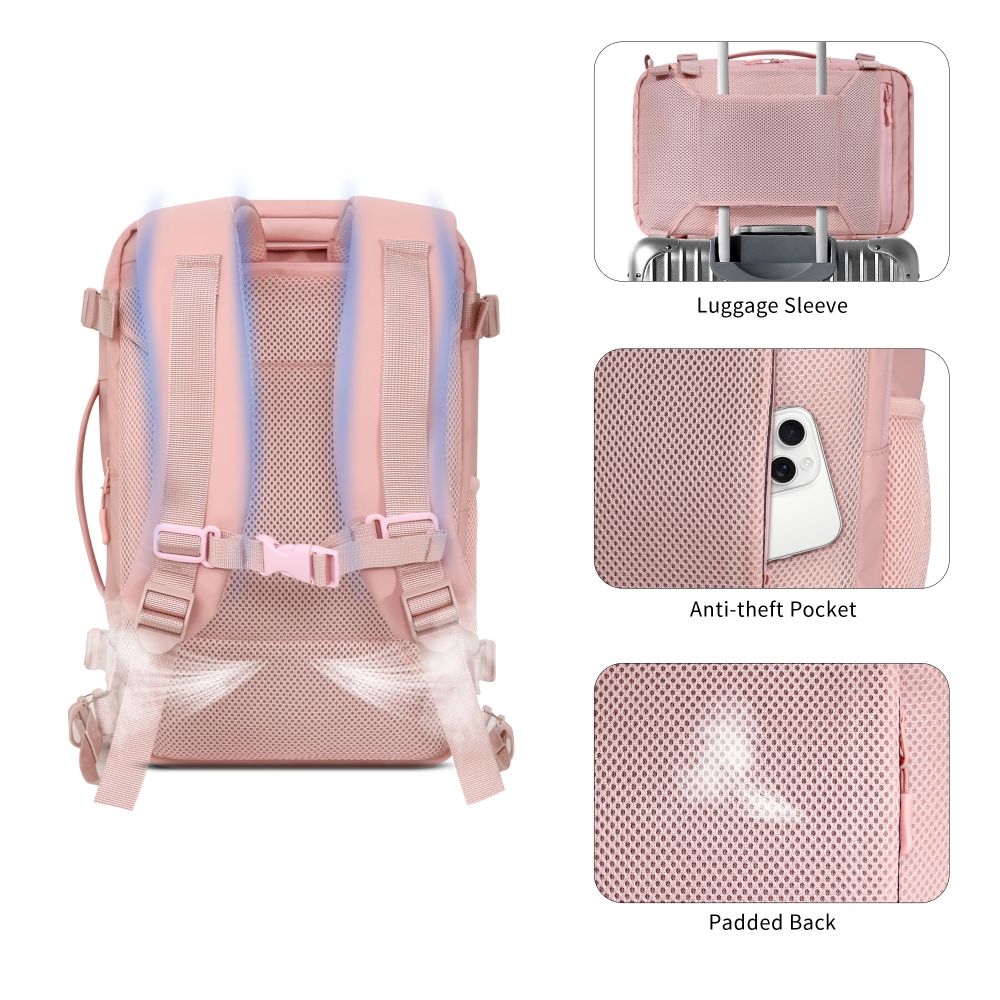 Tech Protect Defender S50 Ryanair & Wizzair Rejse Laptop Rygsæk 20 L 40x20x25 Dusty Pink