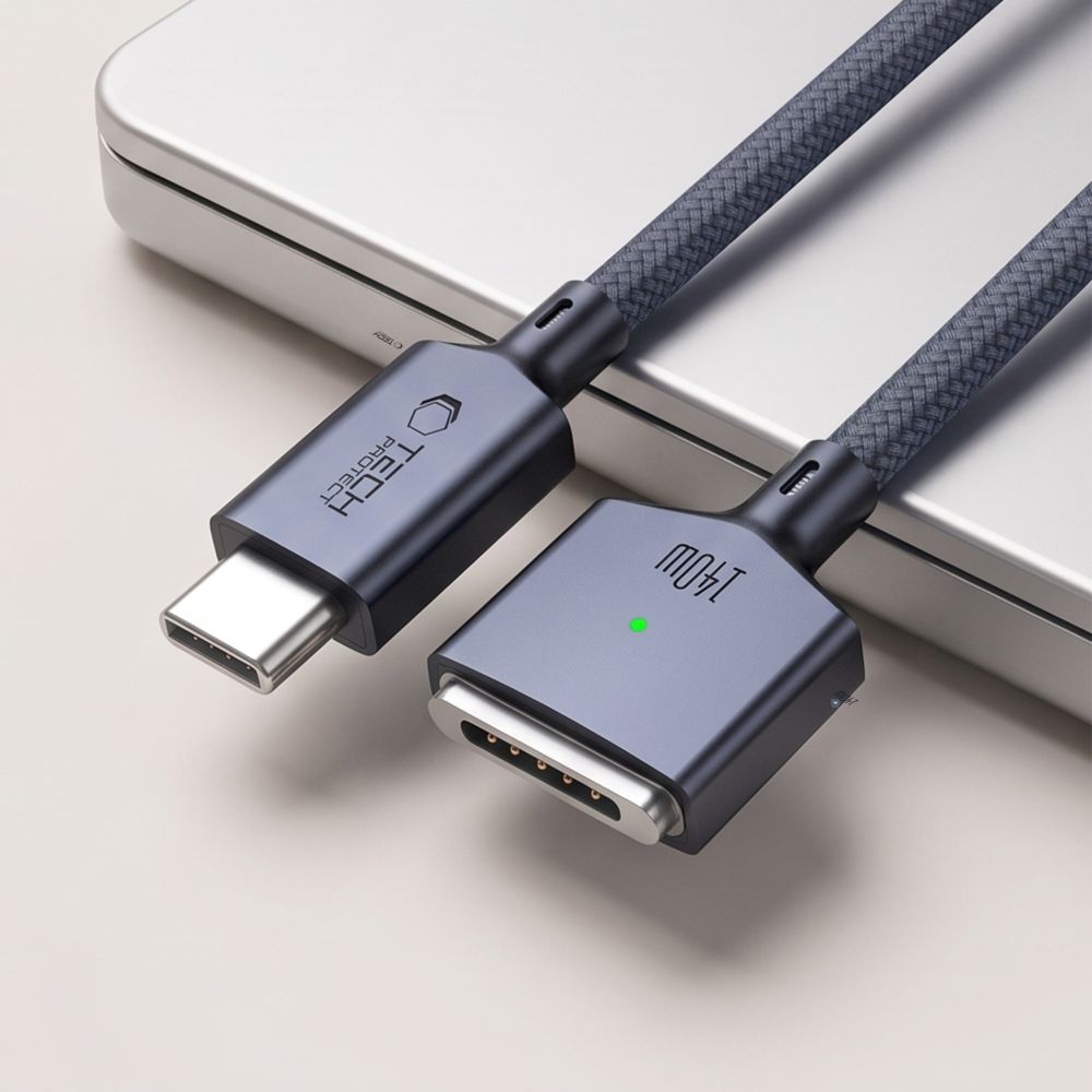 Tech Protect Mmc01 Ultraboost Magnetisk Macbook Kabel Usb C Til Magsafe 3 140 W 300 Cm Midnatsblå