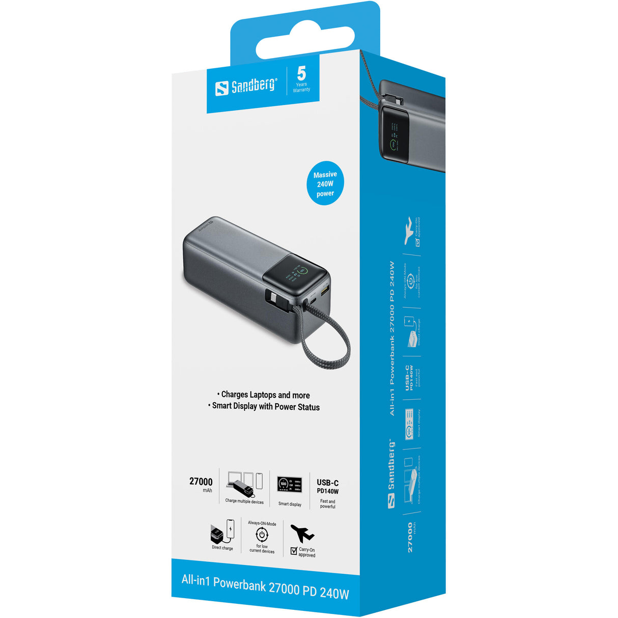 Sandberg 421-31 powerbank Lithium polymer (LiPo) 27000 mAh Sort, Grå