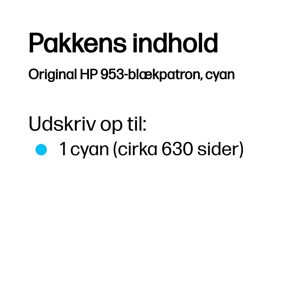 HP 953 Cyan 630 sider Blæk F6U12AE