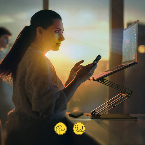 Wozinsky WRS-CPY75DSB Aluminiumsstativ til Laptop og Tablet + Gratis Smartphone-stativ - Sort