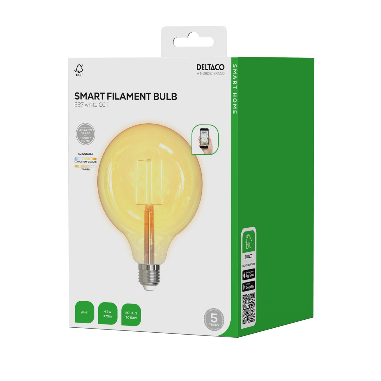 Deltaco SH-LFE27G125 Smart Home LED glødepære E27