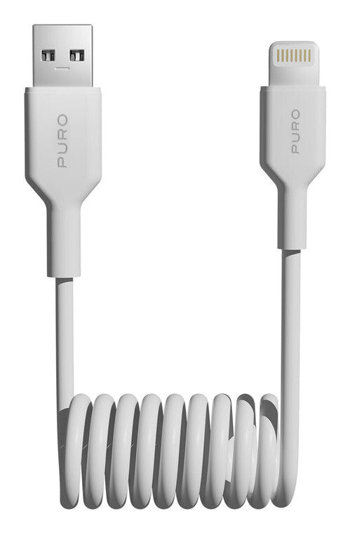 Puro 12W USB-A - Lightning Spiralkabel 1m - Hvid