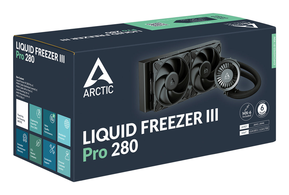 ARCTIC Liquid Freezer III Pro 280 Processor Alt-i-en væskekøler 12 cm Sort 1 stk