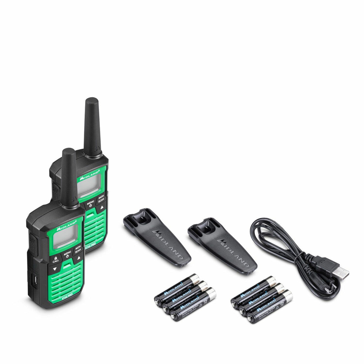 Midland XT30 Pro to-vejs radio 16 kanaler 446.00625 – 446.19375 Sort, Grøn