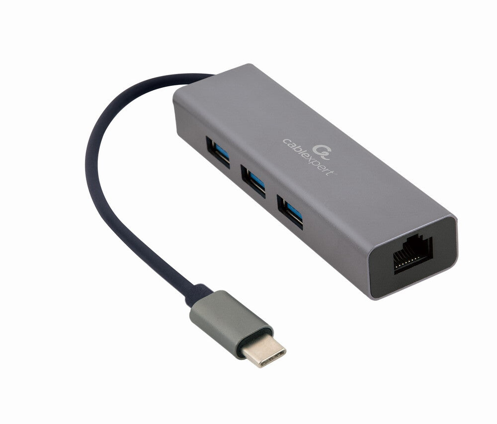 Gembird A-CMU3-LAN-01 dockingstation USB 3.2 Gen 1 (3.1 Gen 1) Type-C Grå