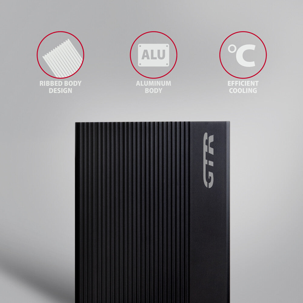Axagon EE35-GTR USB-C 5Gbps - SATA 6G, 3.5 RIBBED box BLACK - USB Typ C HDD kabinet Sort 3.5"