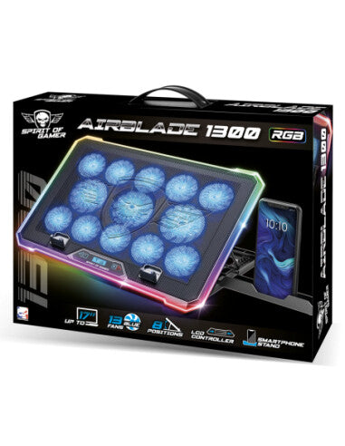 Spirit of Gamer AIRBLADE 1300 RGB køling til laptop 43,2 cm (17") Sort