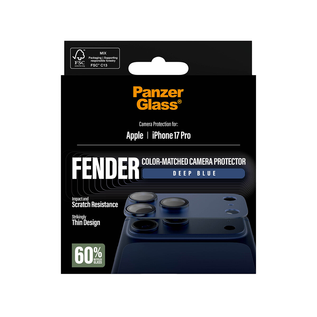 PanzerGlass ® Fender Kamerabeskytter Dybblå iPhone 17 Pro