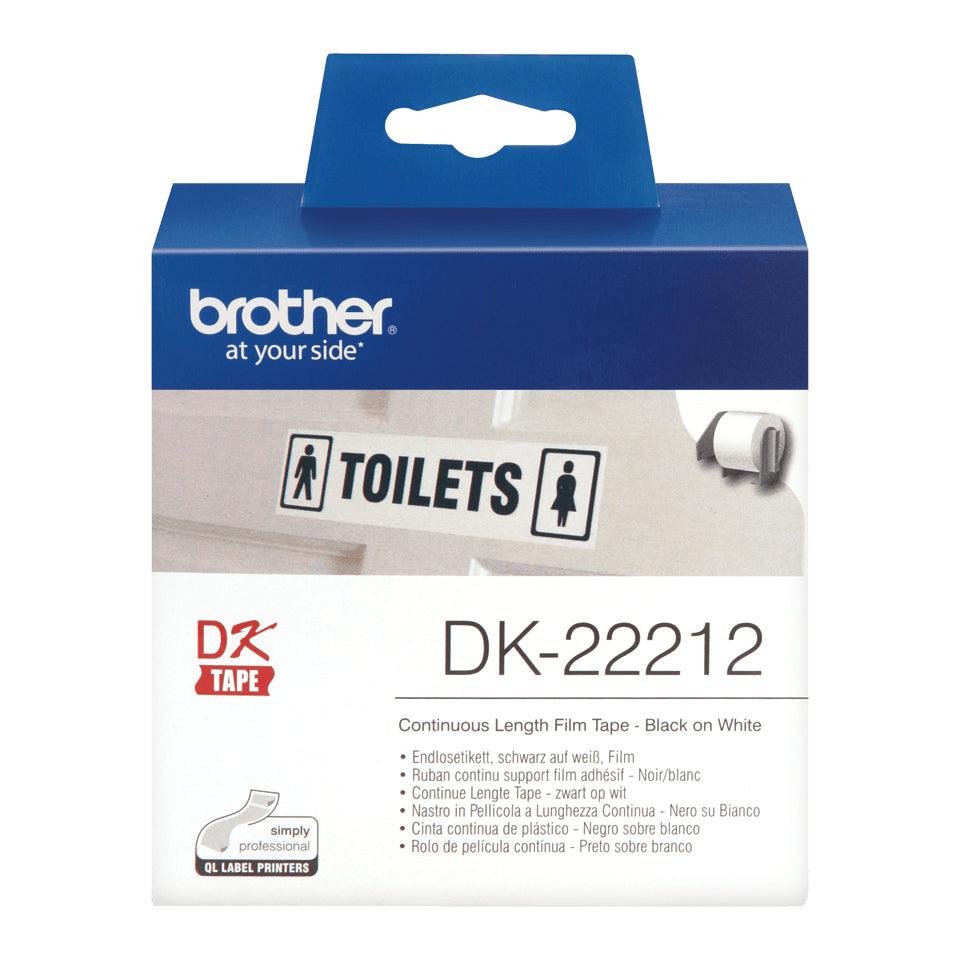 Brother DK-22212 etiketbånd Sort på hvid