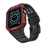 Beskyttsrem for Apple Watch 38/40/41 mm pansret bagrem - sort, rød