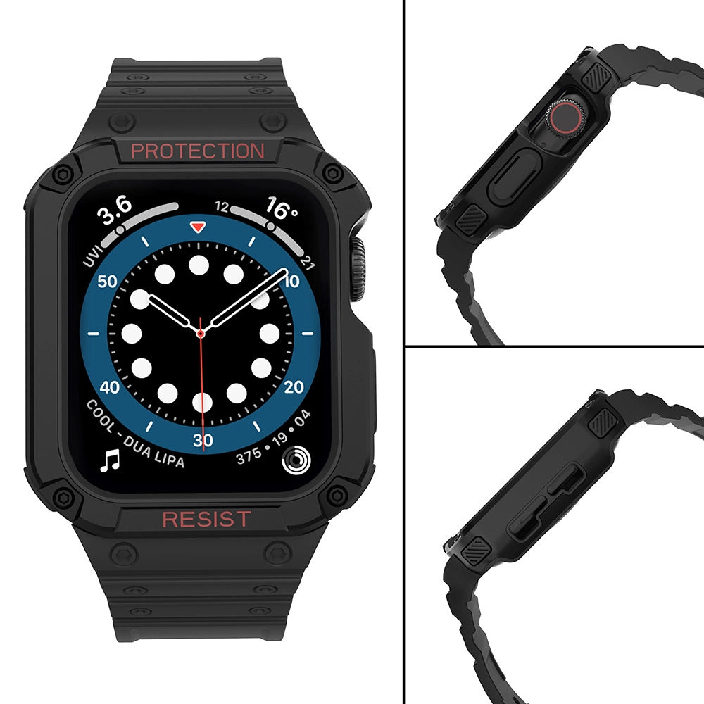 Protect Strap Band for Apple Watch 38/40/41mm Armored Case Strap - Black
