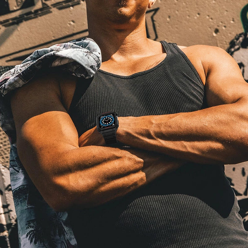 Beskyttelsesrem til Apple Watch 42/44/45 mm pansret bagrem - hvidt