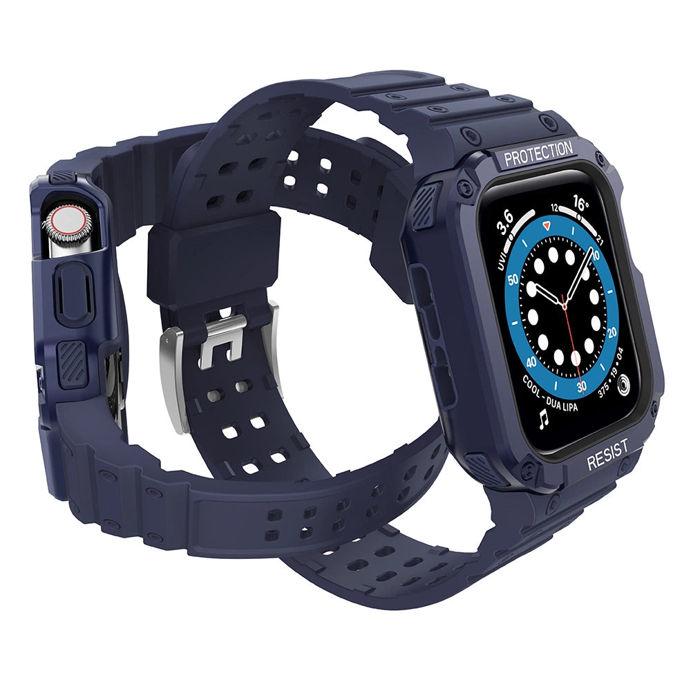 Beskyttelse Strap Band til Apple Watch 42/44/45mm Armored Case Strap - Blå