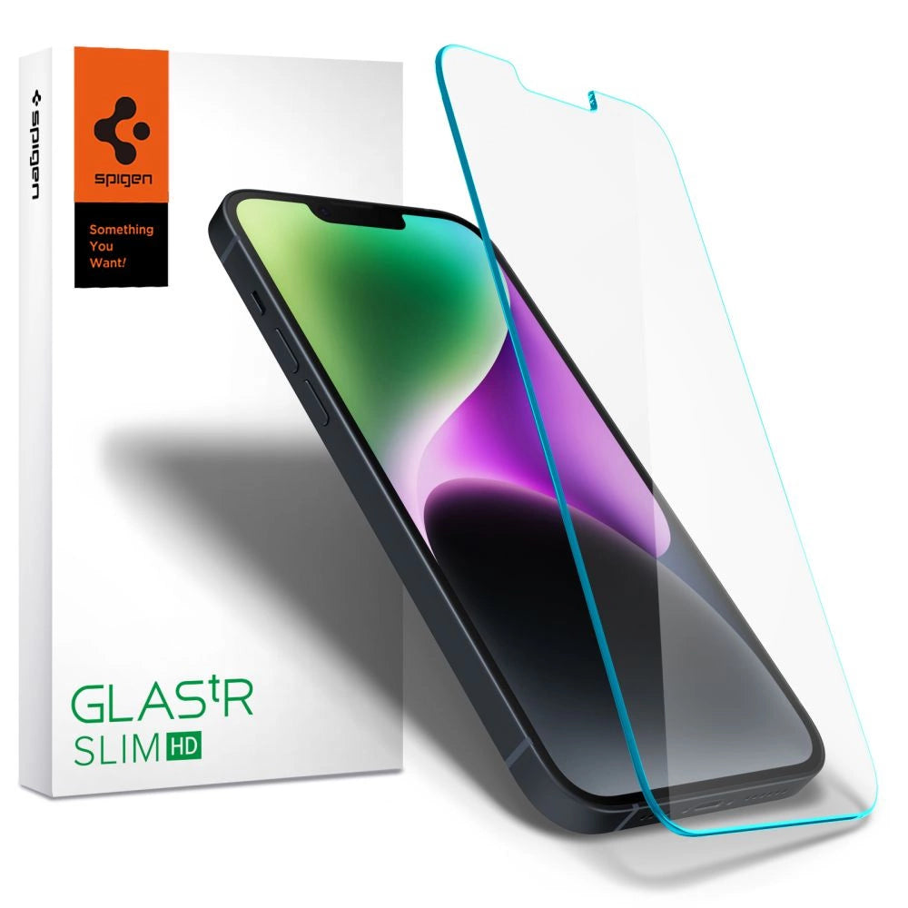 Spigen Glas.tR Slim tempereret glas til iPhone 13 / 13 Pro / 14 / 16e