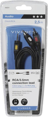 Vivanco VVAJACK2RCA25MMK lydkabel 2,5 m 2 x RCA 3.5mm Sort
