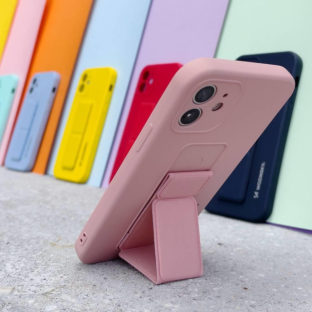 Wozinsky Kickstand Case iPhone 13 mini silikonhylster med lysblå stativ