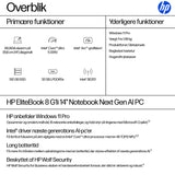 HP EliteBook 8 INC. Copilot+ PC Intel Core Ultra 5 228V Laptop 35,6 cm (14") WUXGA 32 GB LPDDR5x-SDRAM 512 GB SSD Wi-Fi 7 (802.11be) Windows 11 Pro Sølv