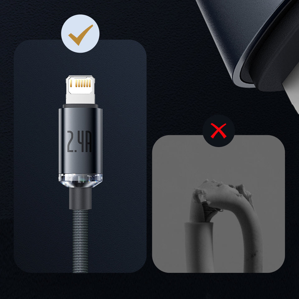 Baseus Crystal Shine Series cable USB cable for fast charging and data transfer USB Type A - Lightning 2.4A 1.2m black (CAJY000001)